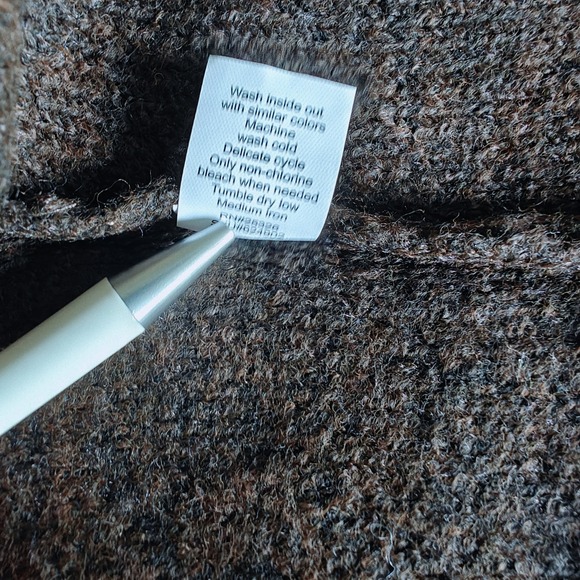 World Market Recycled Yarn Cable Knit Funnel Neck Sweater Poncho Brown NWT - Picture 7 of 16